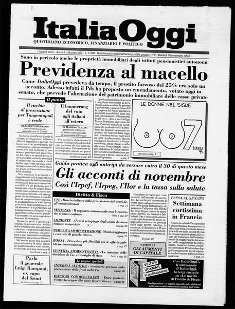 Italia oggi : quotidiano di economia finanza e politica